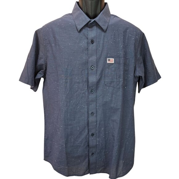 Travis Mathew Mens Short Sleeve Flag Logo Vacation Shirt Medium - Picture 1 of 8